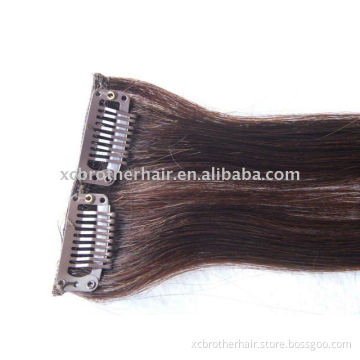 Superior quality brown clip in human hair extensions